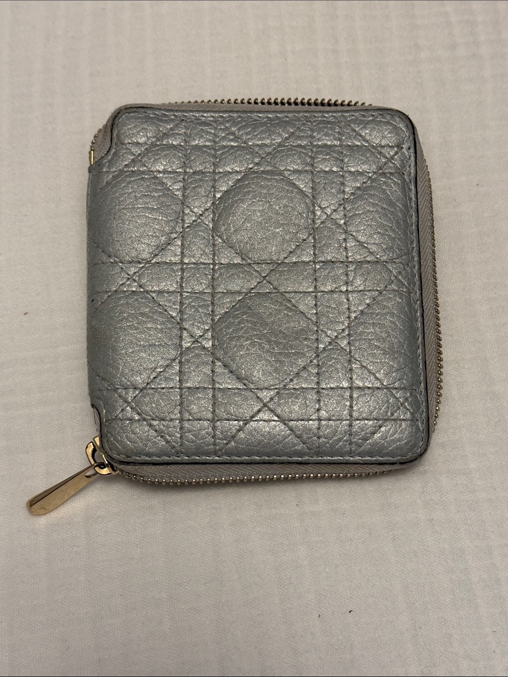 Christian Dior Small Lady Voyageur Coin Purse Silver